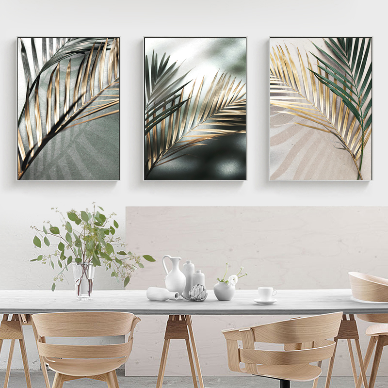 Abstract Canvas Set - 3PCS frameless decorative art print,3Pcs/Set Golden