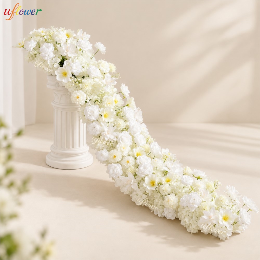 Uflower White Rose Hydrangea A - Table Runner 评论和价格