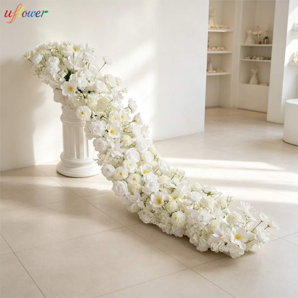 Uflower White Rose Hydrangea A - Table Runner 评论和价格