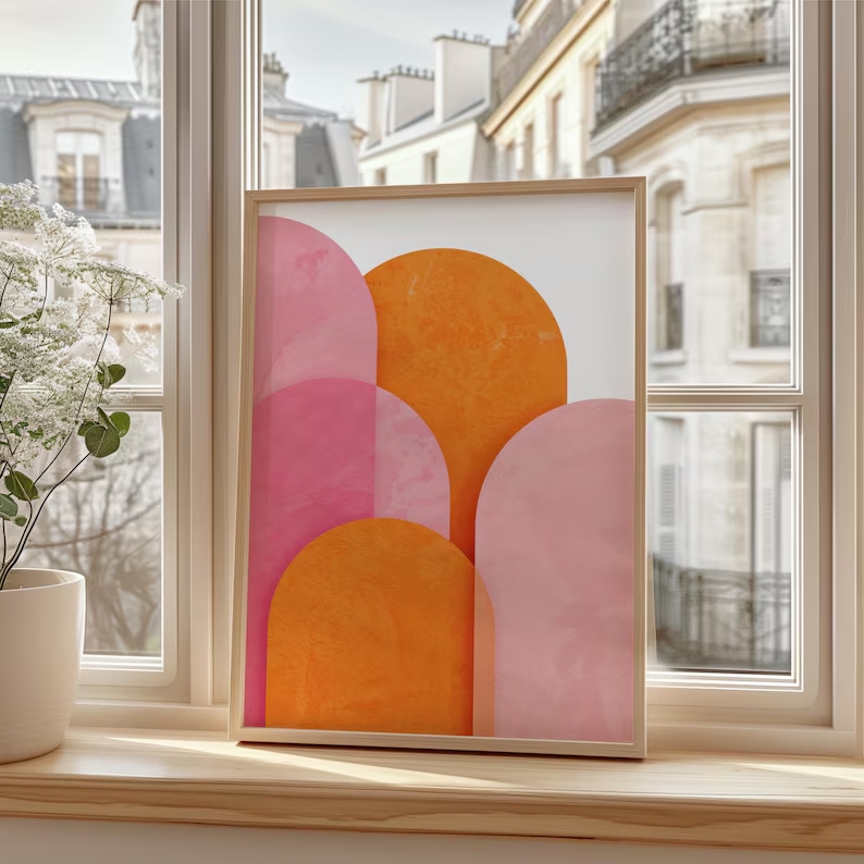 Modern Abstract Colorful Pink  - Interior Design Living Room 评论和价格