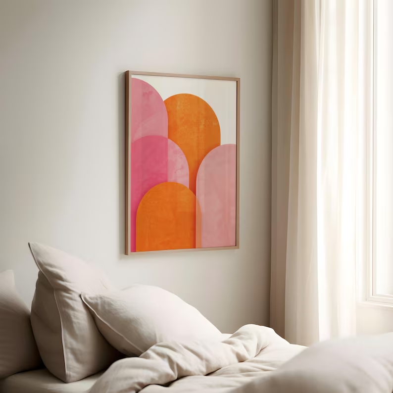 Modern Abstract Colorful Pink  - Interior Design Living Room 评论和价格