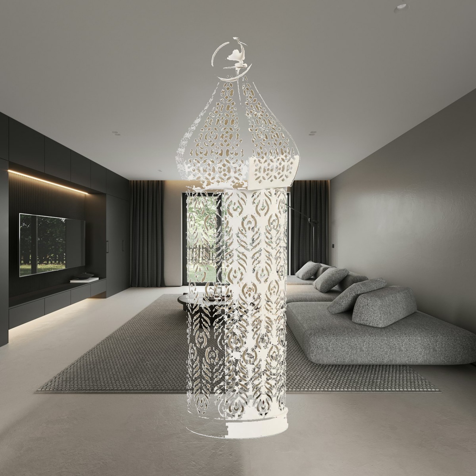 White Iron Moroccan Lantern Ca - Candle Holder Decor 评论和价格