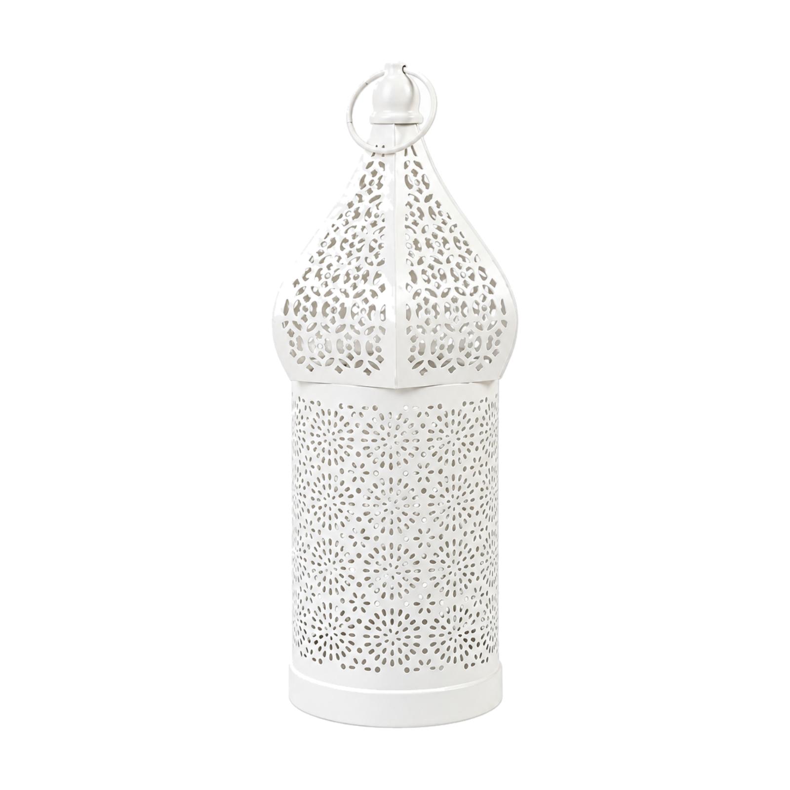 White Iron Moroccan Lantern Ca - Candle Holder Decor 评论和价格
