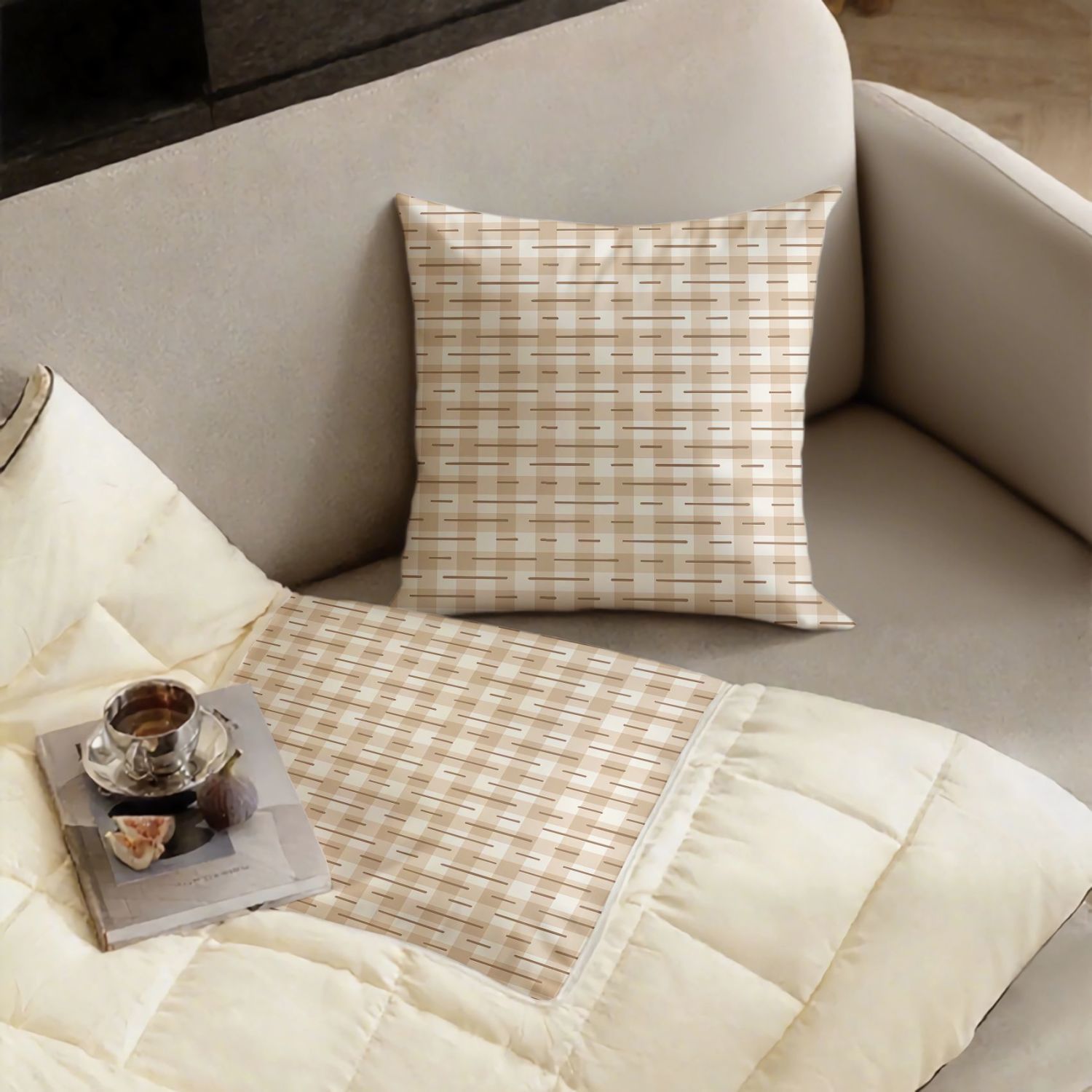 Blue Plaid Dot Decorative Pill - Throw Pillow 评论和价格
