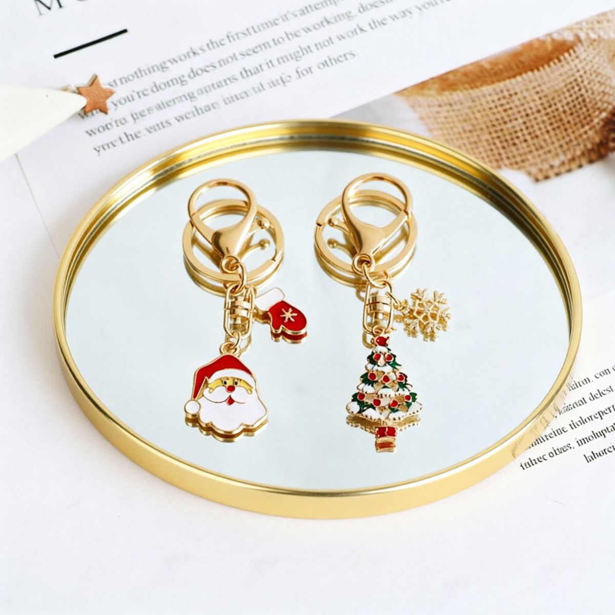 Gold‑Toned Round Mirror Tray,  - Decorative Mirror 评论和价格