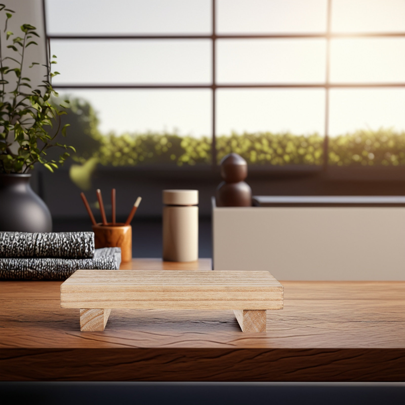 Small Wooden Pedestal Stand Ru - Vase Decor 评论和价格