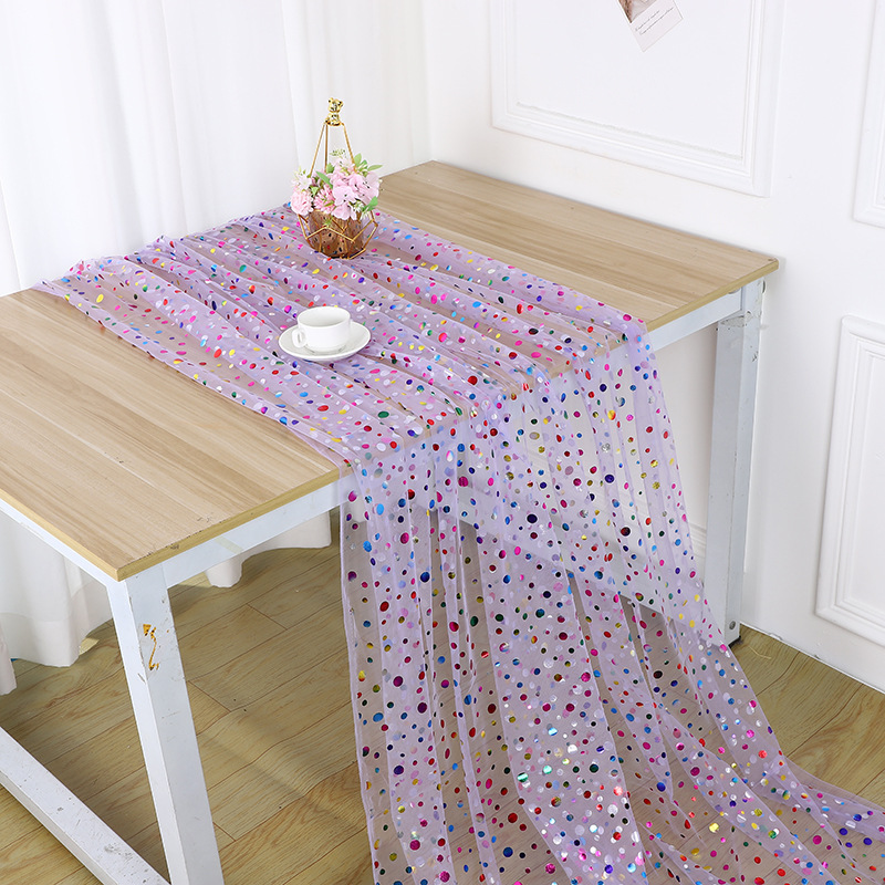 Colorful Polka Dot Gold Foil T - Table Runner 评论和价格