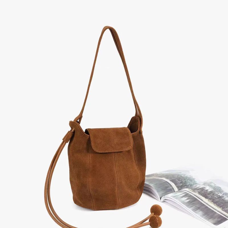 Frosted Suede Bucket Bag Pumpk - Interior Design High End 评论和价格