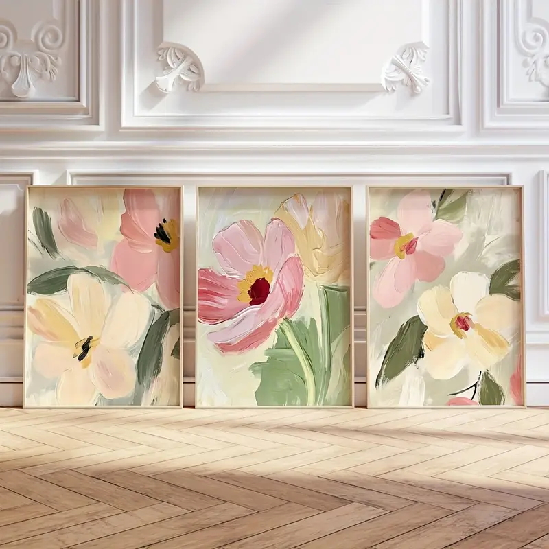 3pcs/Set Pastel Floral Canvas  - Abstract Canvas Set 评论和价格