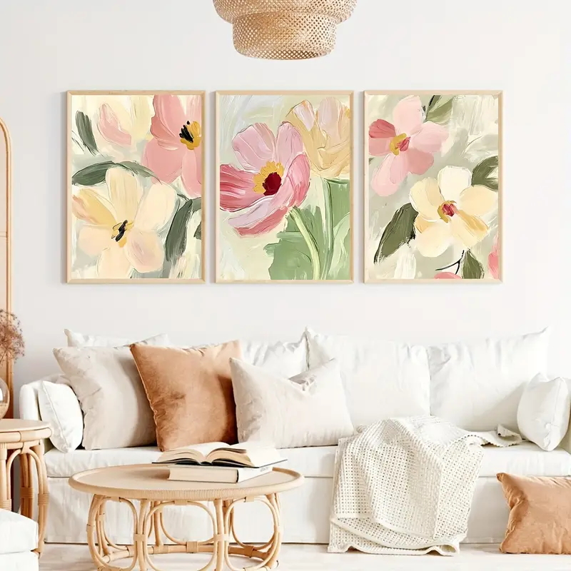 3pcs/Set Pastel Floral Canvas  - Abstract Canvas Set 评论和价格