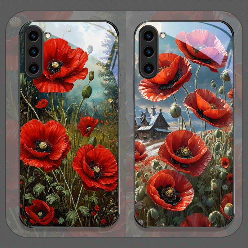 Retro Poppy Flower Bloom Hot R - Vase Decor 评论和价格