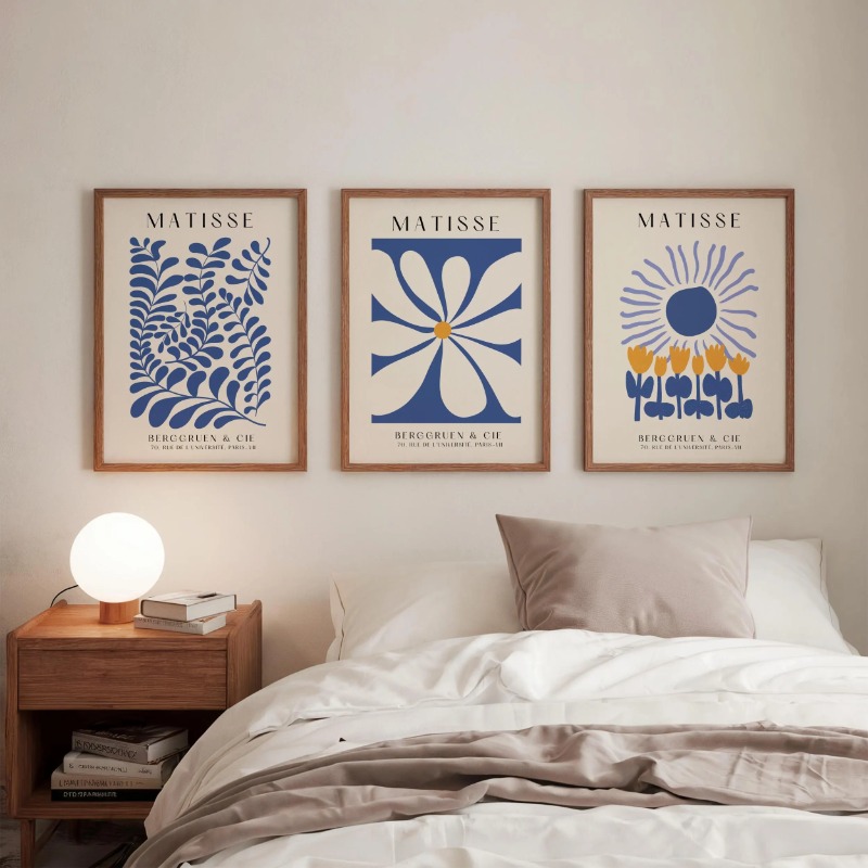 Blue Matisse Prints Set of 3 P - Abstract Canvas Set 评论和价格