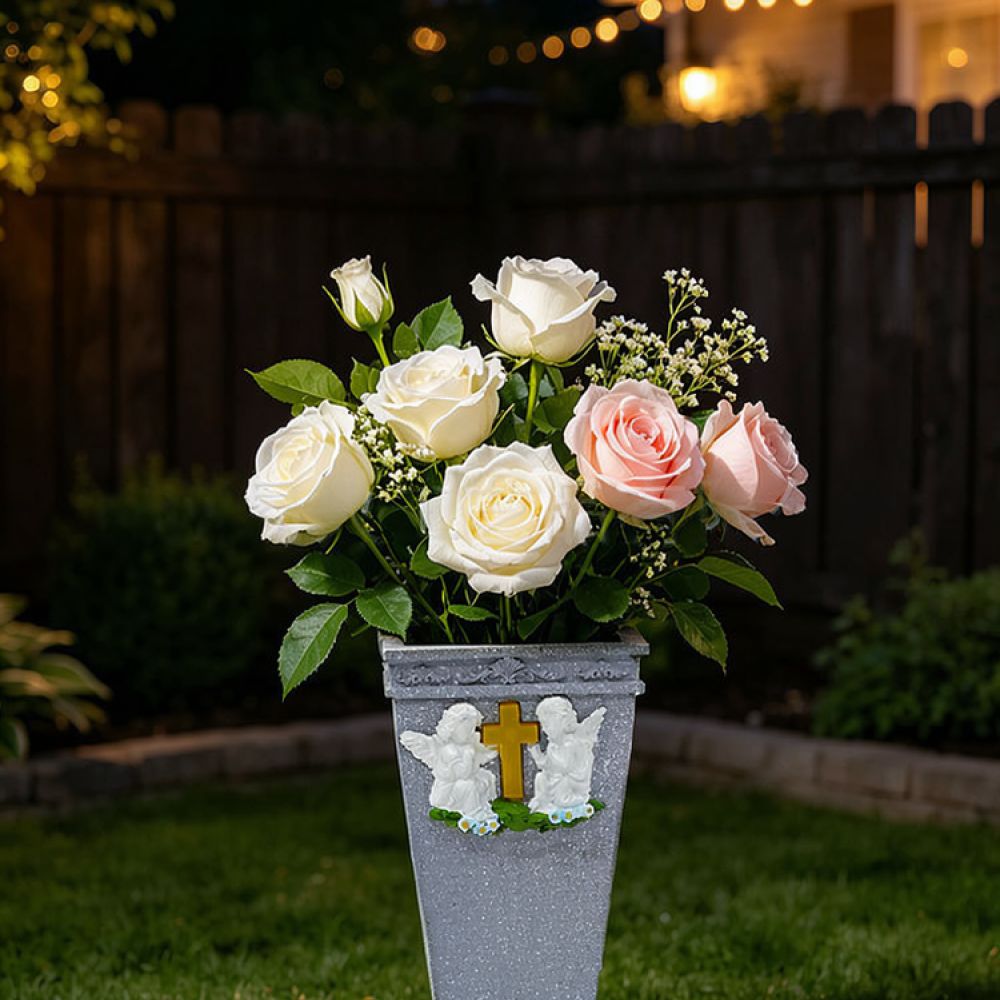 Resin Solar Cross Angel Grave  - Vase Decor 评论和价格