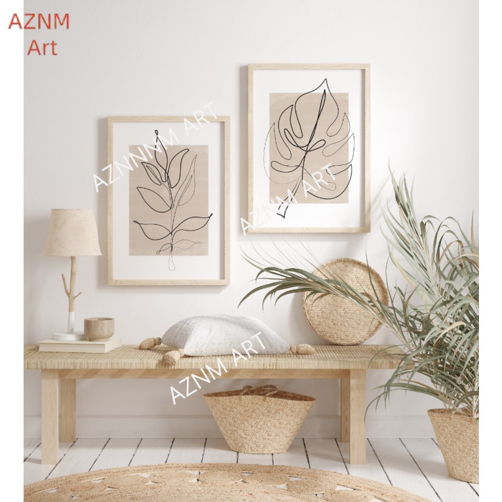 1/2Pcs Botanical Line Art Prin - Abstract Canvas Set 评论和价格