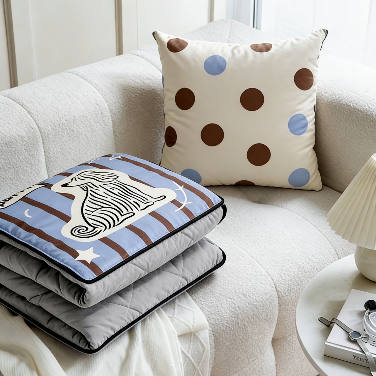Cute Dog Pattern Striped Pillo - Throw Pillow 评论和价格