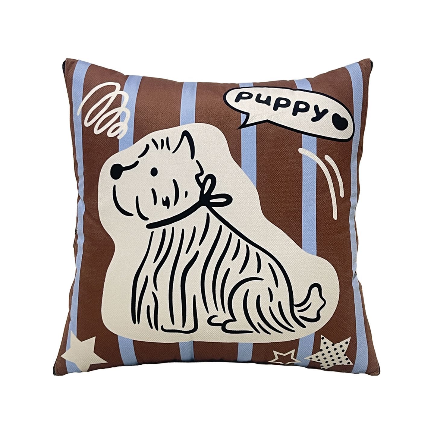 Cute Dog Pattern Striped Pillo - Throw Pillow 评论和价格
